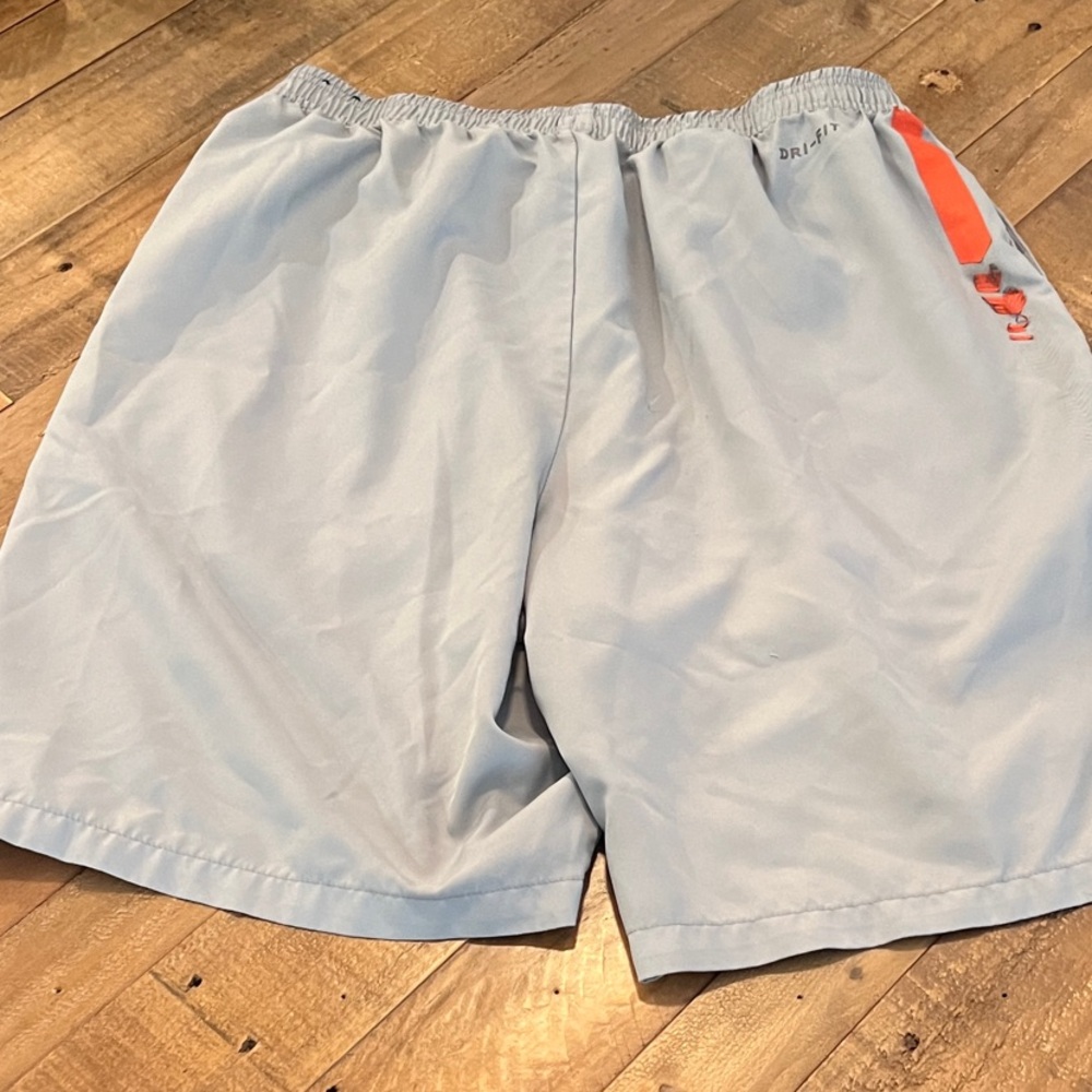 Nike Men's Athletic Shorts in Light Gray and Bright Orange - Picture 3 of 3